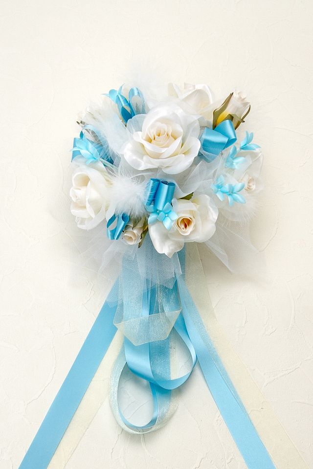 【アートフラワーブーケ】エンジェルウィングブーケ・ホワイト／ラウンドブーケ 
