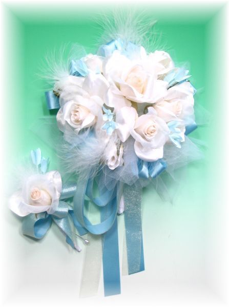 【アートフラワーブーケ】エンジェルウィングブーケ・ホワイト／ラウンドブーケ