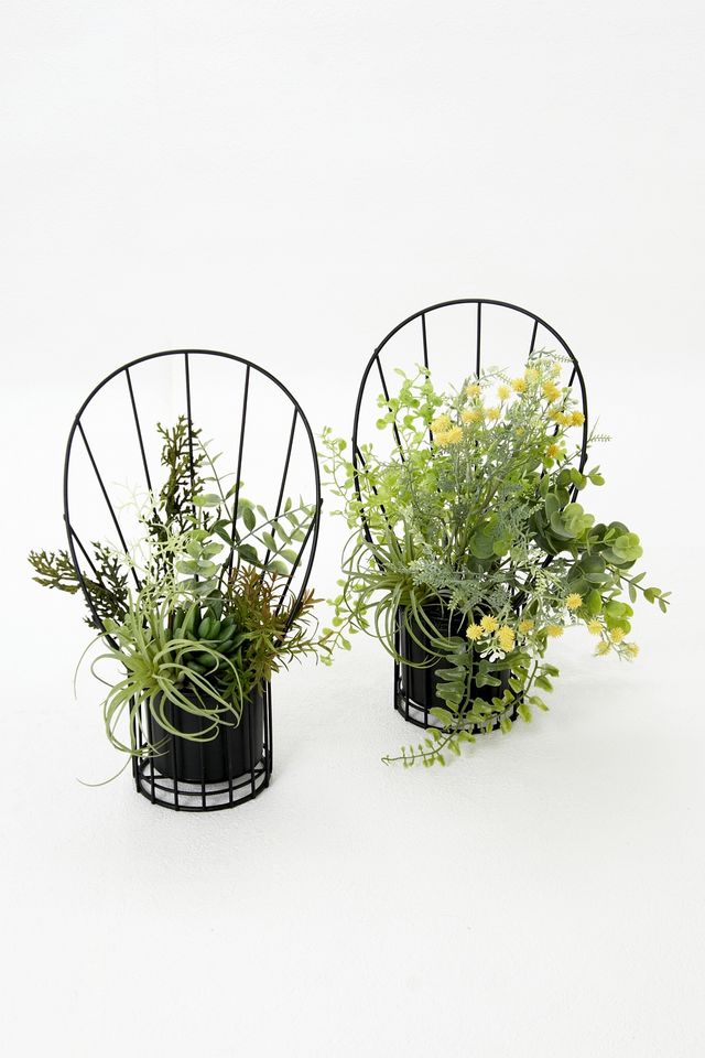 【造花 アーティフィシャルフラワー・割れない花器のナチュラルインテリアグリーンアレンジ】多肉植物＆ナチュラルグリーンのアレンジ