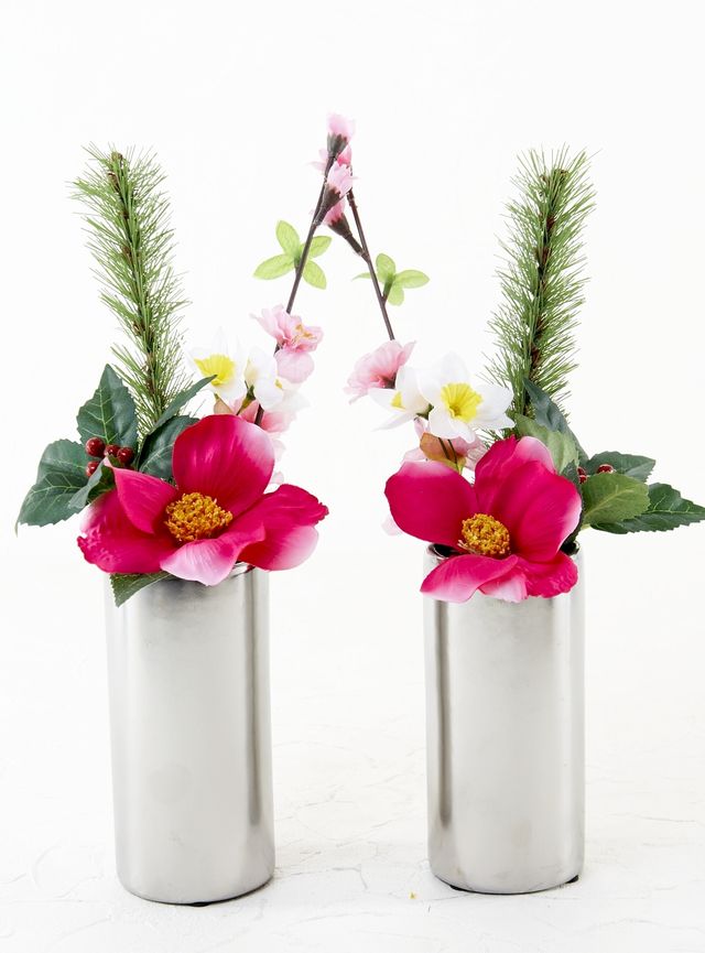 【造花用花器】シルバースリムフラワーベース（小）