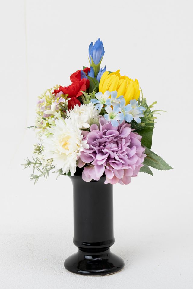 【アーティフィシャルフラワー・造花 お仏壇向けリトル仏花・ミニ供花】リンドウやダリアのミックス供花－1束タイプ