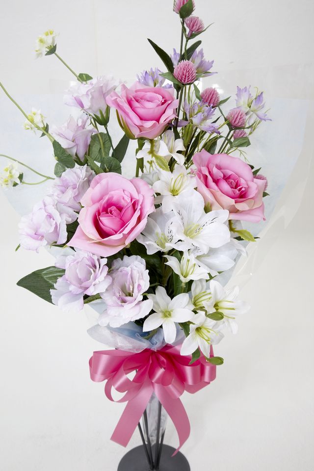 贈答・贈呈用花束・造花花束・花束ギフト】バラとトルコキキョウ