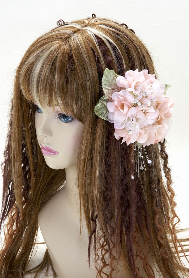 特価SALE 髪飾り・ヘアアクセサリー】紫陽花－ピーチピンク・バレッタ