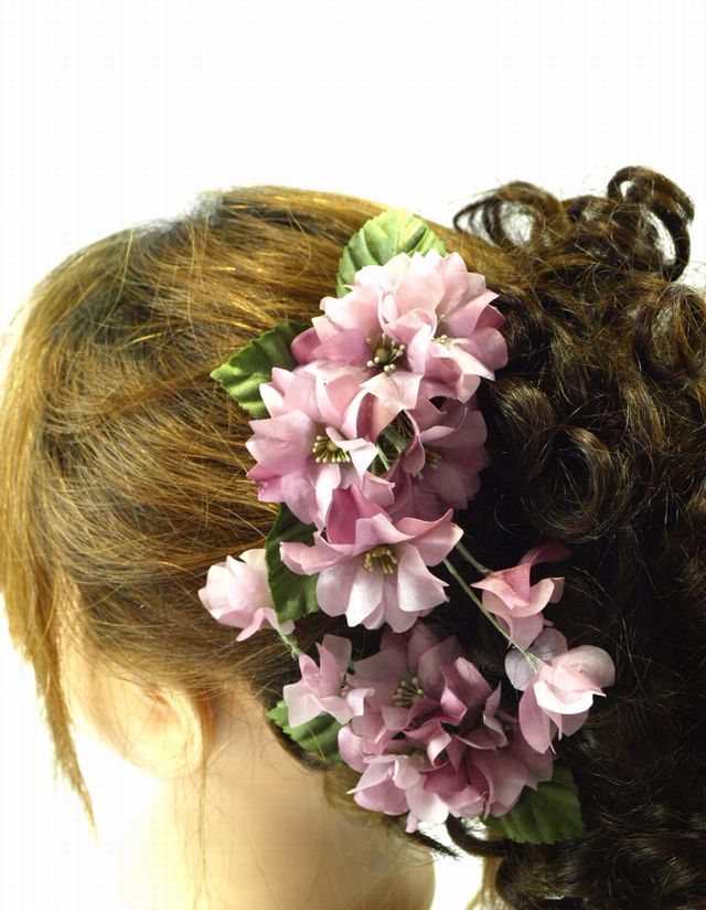 【着物・和装髪飾り】和装・洋装両用髪飾り／恋桜（大小２点セット）