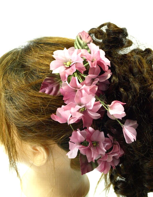 【着物・和装髪飾り】和装・洋装両用髪飾り／恋桜（大小２点セット）