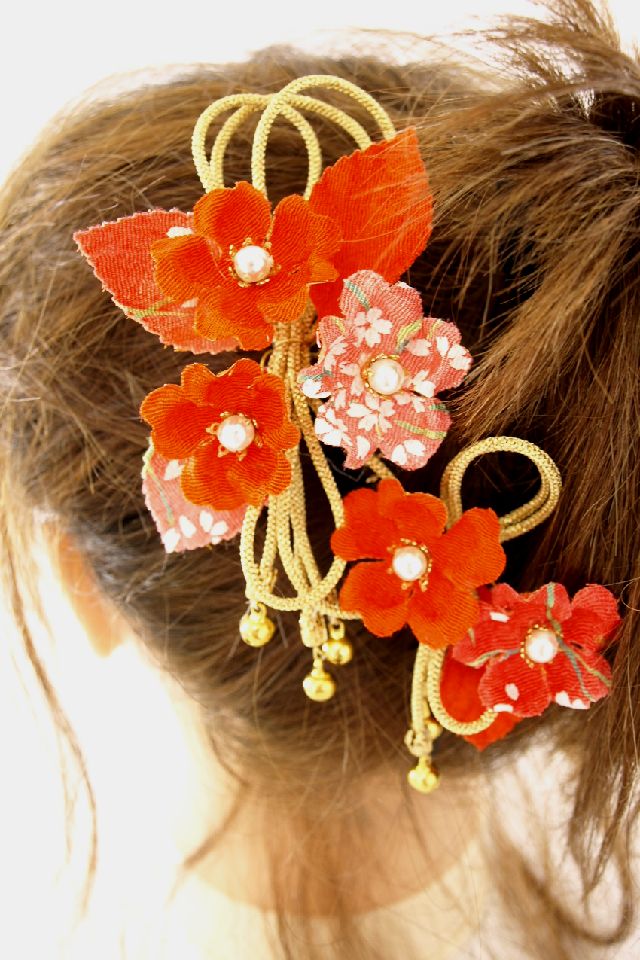 【着物・和装髪飾り】和風ヘアアクセサリー／花舞（大小２点セット）