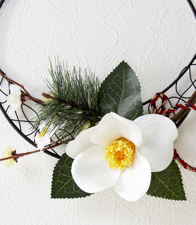 【造花のお正月飾り・和風壁掛け・ハンギングアレンジ】福祝