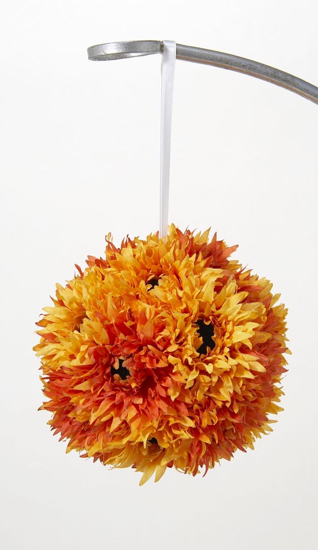 フラワーボール・造花インテリア】ガーベラボール・オレンジ ｜造花