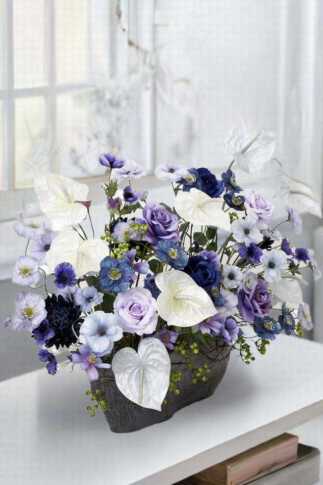 【プレミアムデザイン 造花・アーティフィシャルフラワーアレンジメント】Nostalgic blue