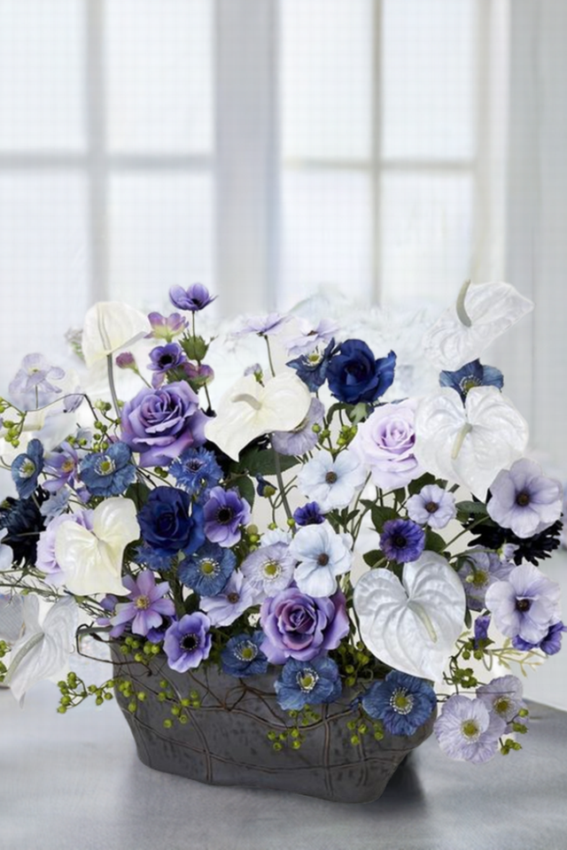 【プレミアムデザイン 造花・アーティフィシャルフラワーアレンジメント】Nostalgic blue