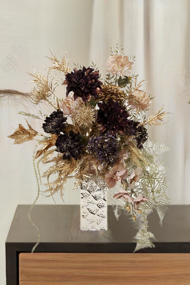【プレミアムコレクション 造花・アーティフィシャルフラワーアレンジメント】Deep purple sunrise