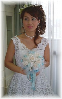 【アートフラワーブーケ】エンジェルウィングブーケ・ホワイト／ラウンドブーケ