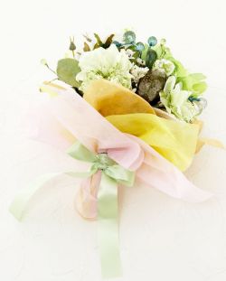 【造花トスブーケ】ダリアとバラ&小花/エメラルドグリーン