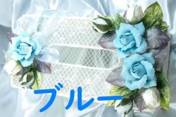 【母の日アーティフィシャルフラワーギフト】ローズ・ティッシュケース／ブルー