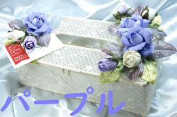 【母の日アーティフィシャルフラワーギフト】ローズ・ティッシュケース／パープル