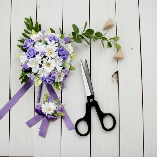 【ウェディングブーケ手作りキット】ハーモニーブーケキット・ラウンドブーケ／パープル