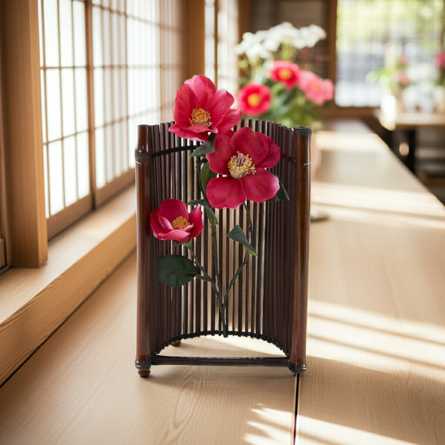 【造花・ジャパニーズモダンアレンジメント】椿生-tubaki