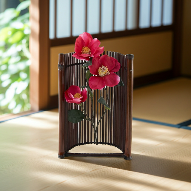 【造花・ジャパニーズモダンアレンジメント】椿生-tubaki