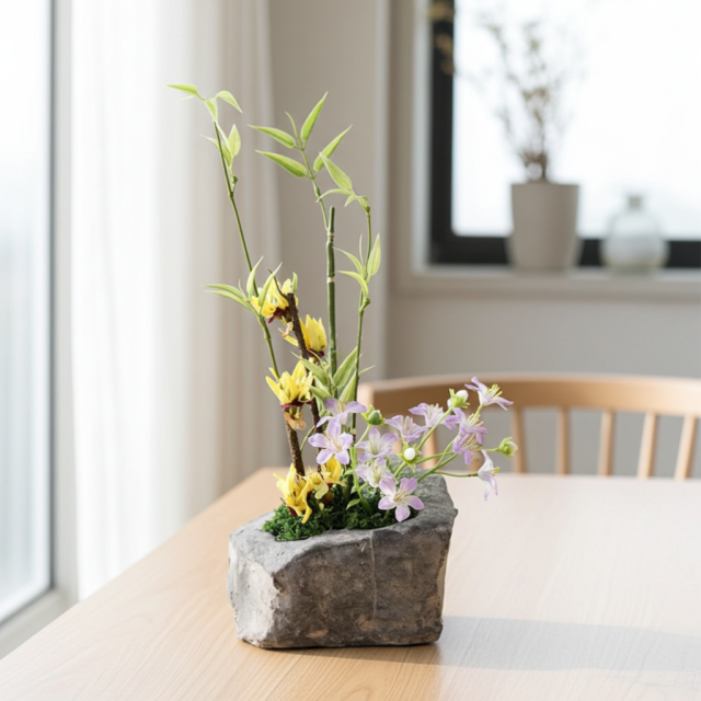 造花・和モダン・和風アレンジメント】春暖｜造花・アーティフィシャル