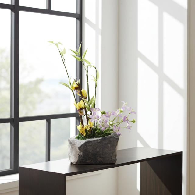 造花・和モダン・和風アレンジメント】春暖｜造花・アーティフィシャル