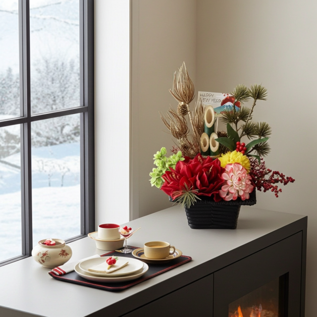 【造花のお正月飾り・新春・迎春アレンジメント】祥鳳−syouhou