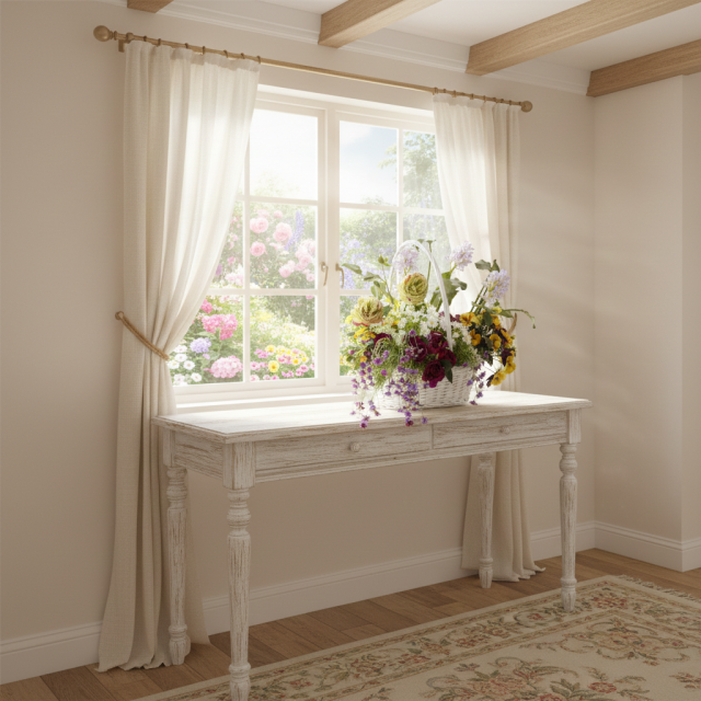 【造花・アートフラワー・籠・ナチュラルバスケットアレンジ】エネルジーア