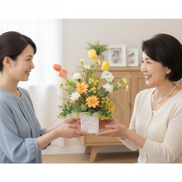 【造花・アーティフィシャルフラワー・インテリアアレンジ・母の日ギフト】チューリップとガーベラのアレンジフラワー/Yellow Sunshine