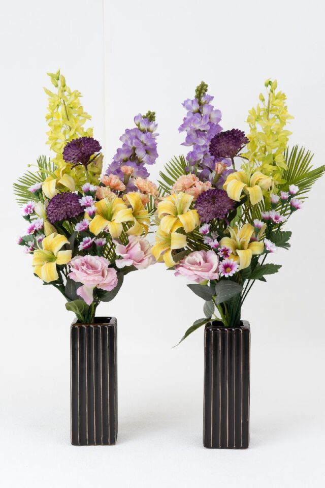 【造花用花器】スクエアベース(ブラウン)/H19