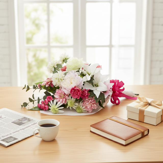 【贈答・贈呈用花束・造花花束・豪華花束】プロポーズ・記念日など記憶に残る枯れないフラワーギフト／アフロディーテブーケ