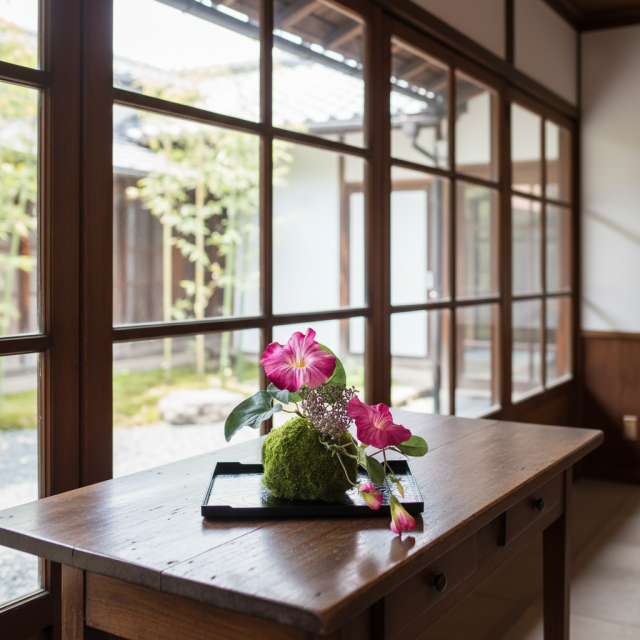 【造花 観葉植物 インテリアグリーン】こけ玉 ジャパーニーズモダンQ(下皿付き)