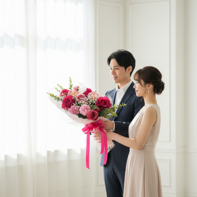 バラとかすみ草の花束 ローズブーケ 豪華 高級 造花 73〜85cm｜結婚式 両親贈呈 プロポーズ 記念日ギフト｜ローズガーデンシリーズ