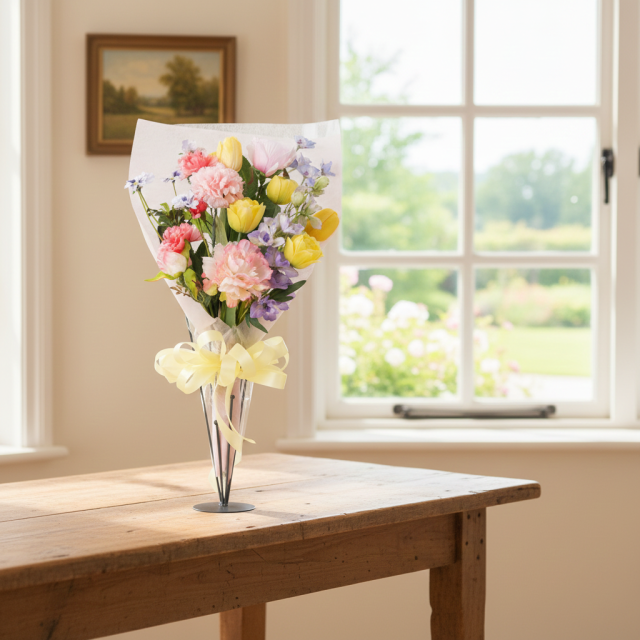 【一点もの】造花 花束｜ラグジュアリー アーティフィシャルフラワー ブーケ（チューリップ・ピオニー・カーネーション）特別な贈り物に