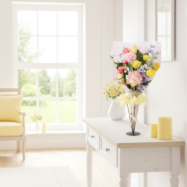 【一点もの】造花 花束｜ラグジュアリー アーティフィシャルフラワー ブーケ（チューリップ・ピオニー・カーネーション）特別な贈り物に