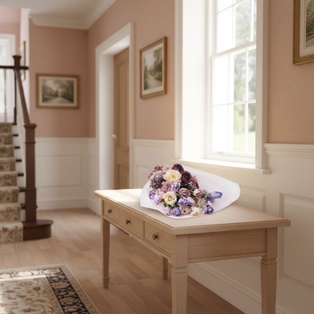 【一点もの】ラグジュアリーパステルブーケ 〜 チューリップと芍薬が彩る上質なアーティフィシャルフラワー 〜