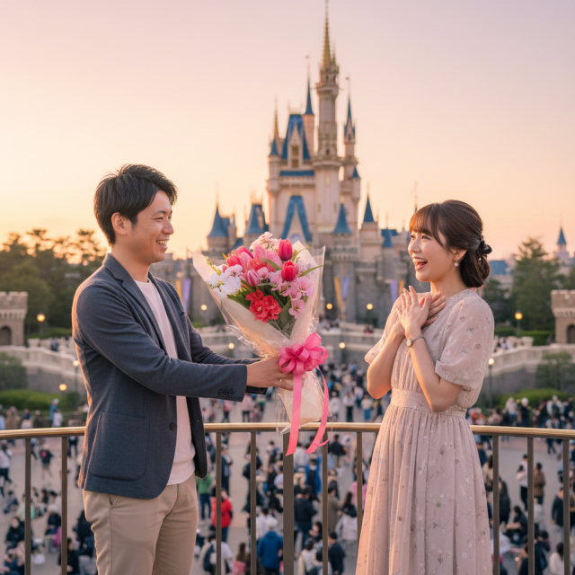 フリージア・スイートピー・パンジー使用 ピンク・赤系の華やかブーケ（母の日・誕生日・プロポーズ）