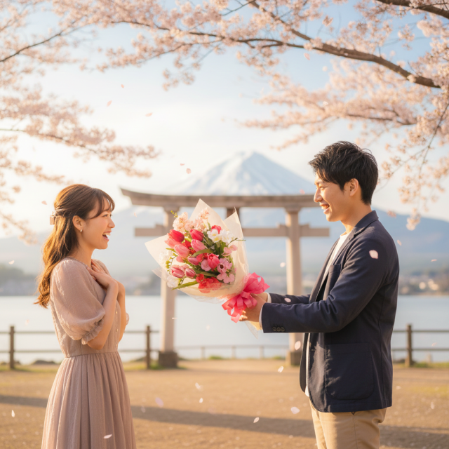 フリージア・スイートピー・パンジー使用 ピンク・赤系の華やかブーケ（母の日・誕生日・プロポーズ）