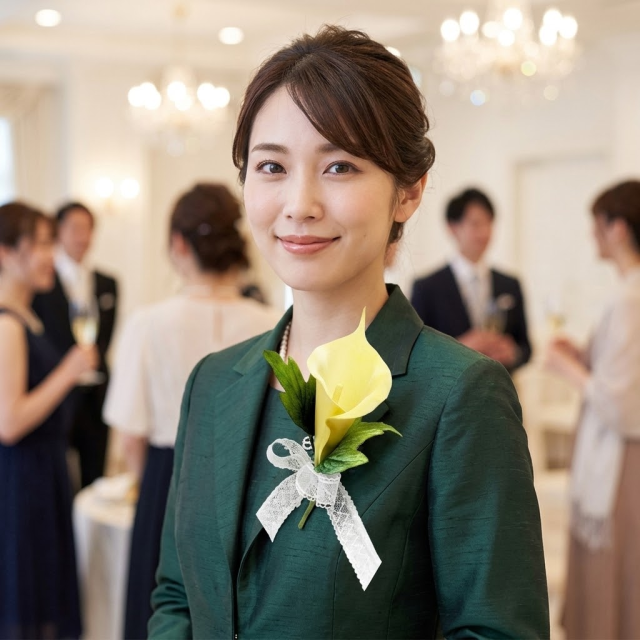 【コサージュ／アートフラワー・アーティフィシャルフラワー】ランディカラーのコサージュ（イエロー）