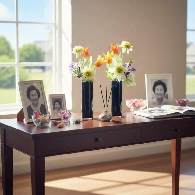 【お墓・仏壇用の造花・アーティフィシャルフラワー仏花 供花】フレンチマリーゴールド＆チューリップのミニ仏花セット（左右１対）