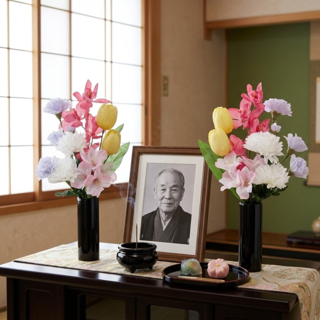 【造花・アーティフィシャルフラワー 仏花・供花・墓花】お彼岸・お盆の御供花C（左右１対セット）