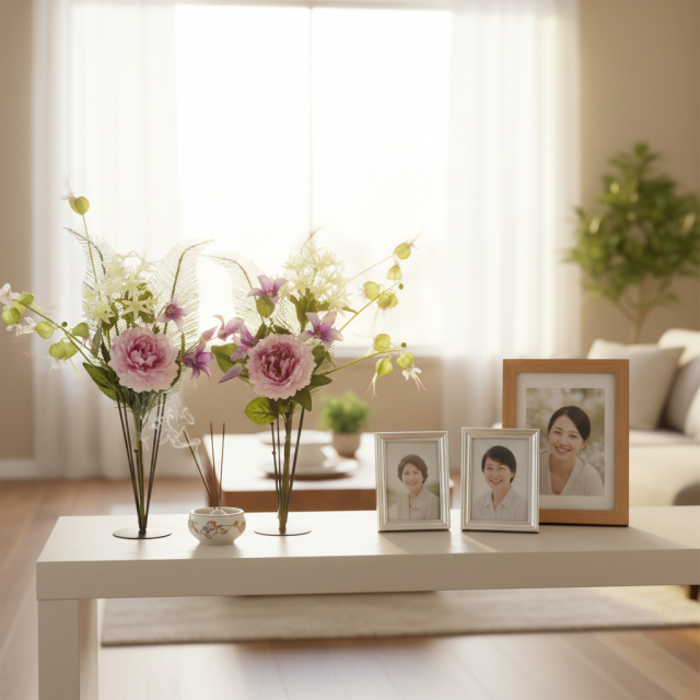 【造花の仏花・供花】ピオニー＆ノーブルクレマチスの供花（左右１対セット）