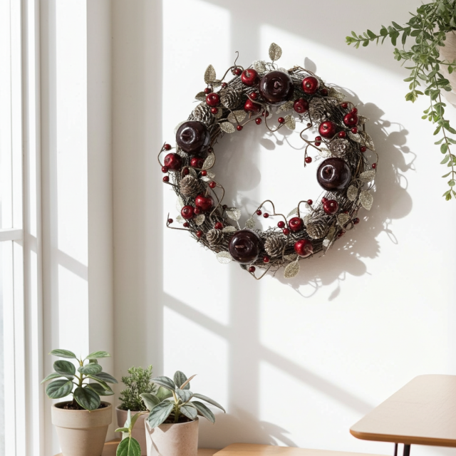 【造花・アーティフィシャルフラワーリース】アップルベリーリース