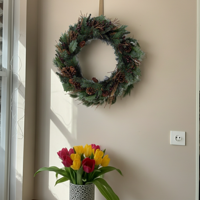 【造花・アーティフィシャルフラワーリース】シンプルコーンリース