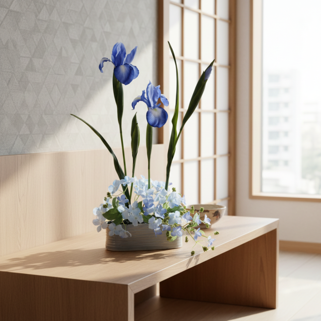 【造花・アートフラワー・和モダン・和風アレンジメント】青翔―aoto