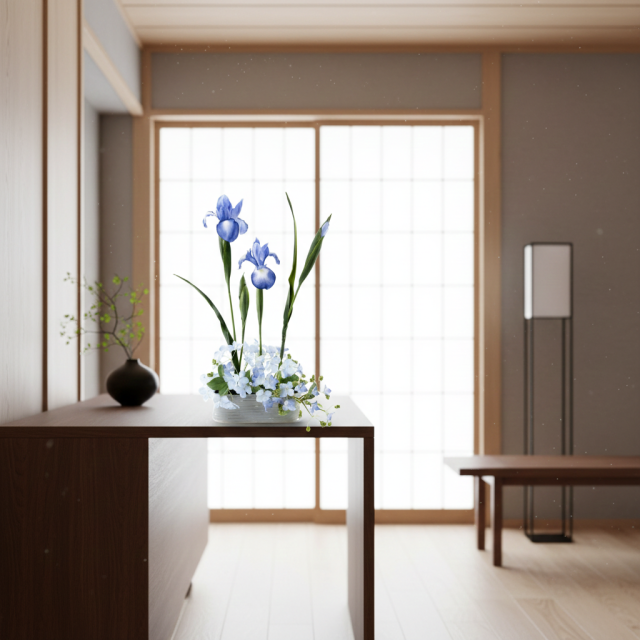 【造花・アートフラワー・和モダン・和風アレンジメント】青翔―aoto