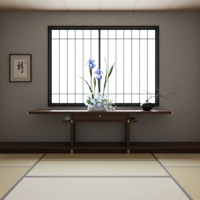 【造花・アートフラワー・和モダン・和風アレンジメント】青翔―aoto