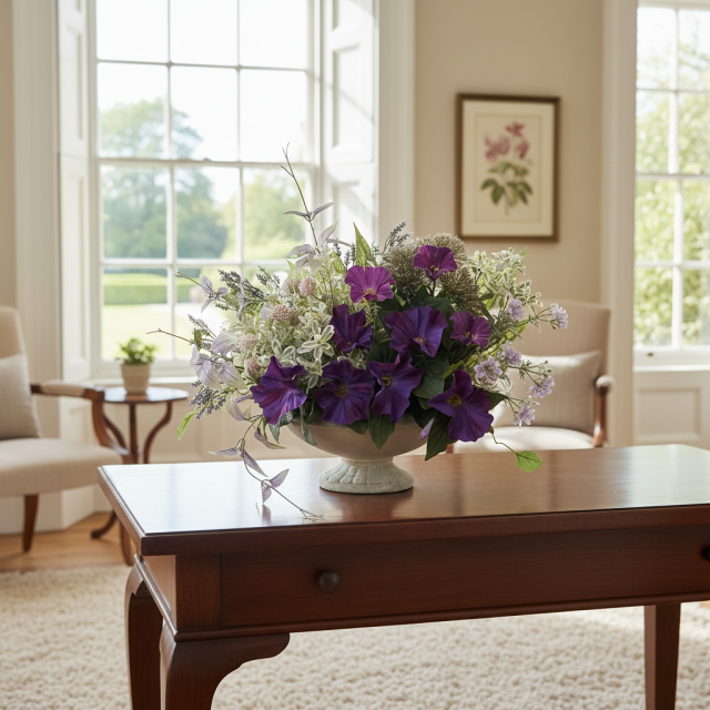 【造花・アーティフィシャルフラワー・インテリアアレンジメント】ナチュラルパープル