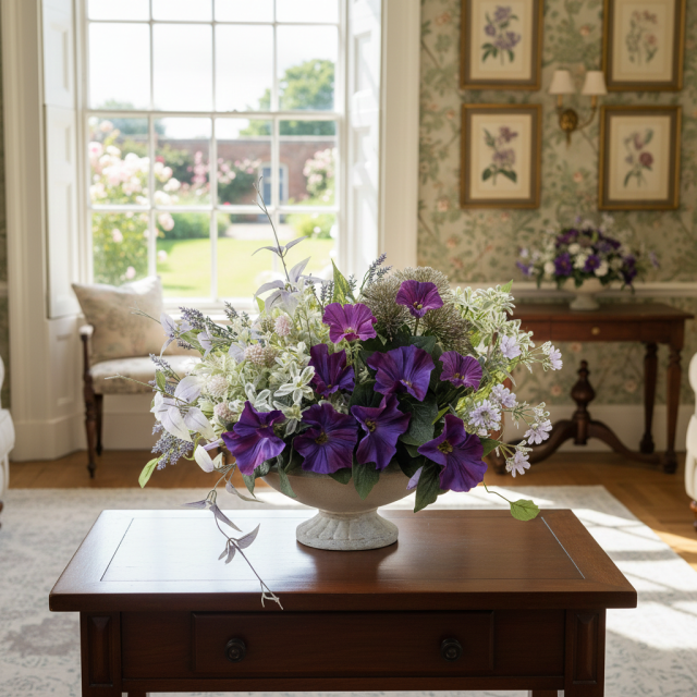 【造花・アーティフィシャルフラワー・インテリアアレンジメント】ナチュラルパープル