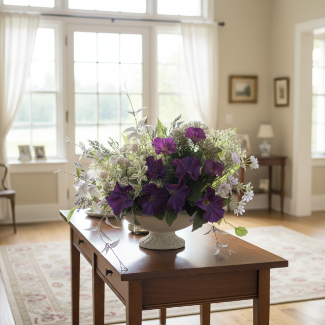 【造花・アーティフィシャルフラワー・インテリアアレンジメント】ナチュラルパープル