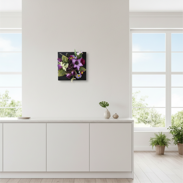 【造花壁掛・和モダン・インテリアアレンジメント】スクエアフレーム・京奈（けいな）