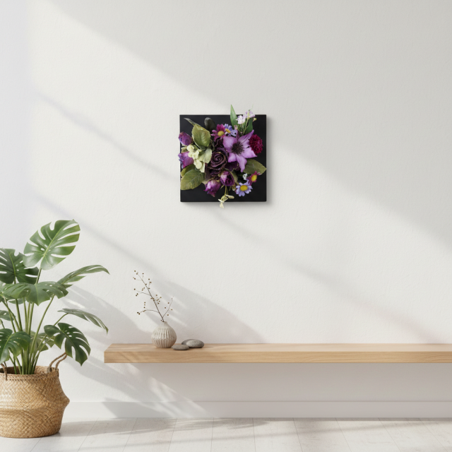 【造花壁掛・和モダン・インテリアアレンジメント】スクエアフレーム・京奈（けいな）